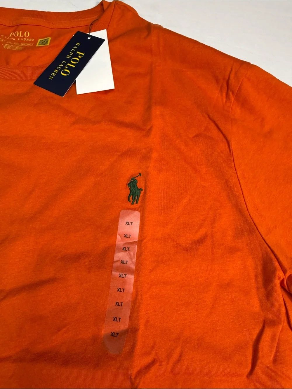 Big and Tell Polo Ralph Lauren Orange Green Pony Classic Fit Crew Neck T-Shirt